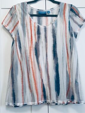 Vera Wang Water Color Abstract Chiffon Two Layer Top Sz MED